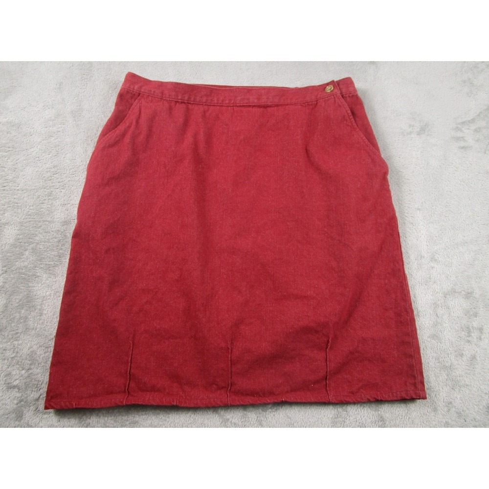 Orvis Skirt Womens 16 Red Woven Cotton Pockets‎ Casual Preppy